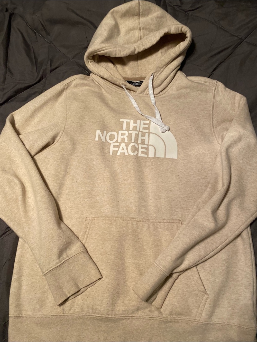 The North Face Men's Cream Hoodie with White Logo